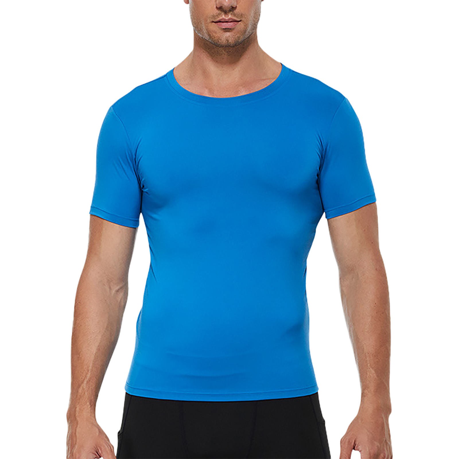 thumbnail image 2 of Camiseta deportiva elástica de secado rápido para hombre: camiseta deportiva ajustada, ideal para correr o ir al gimnasio, tejido que absorbe la humedad, 2 of 3